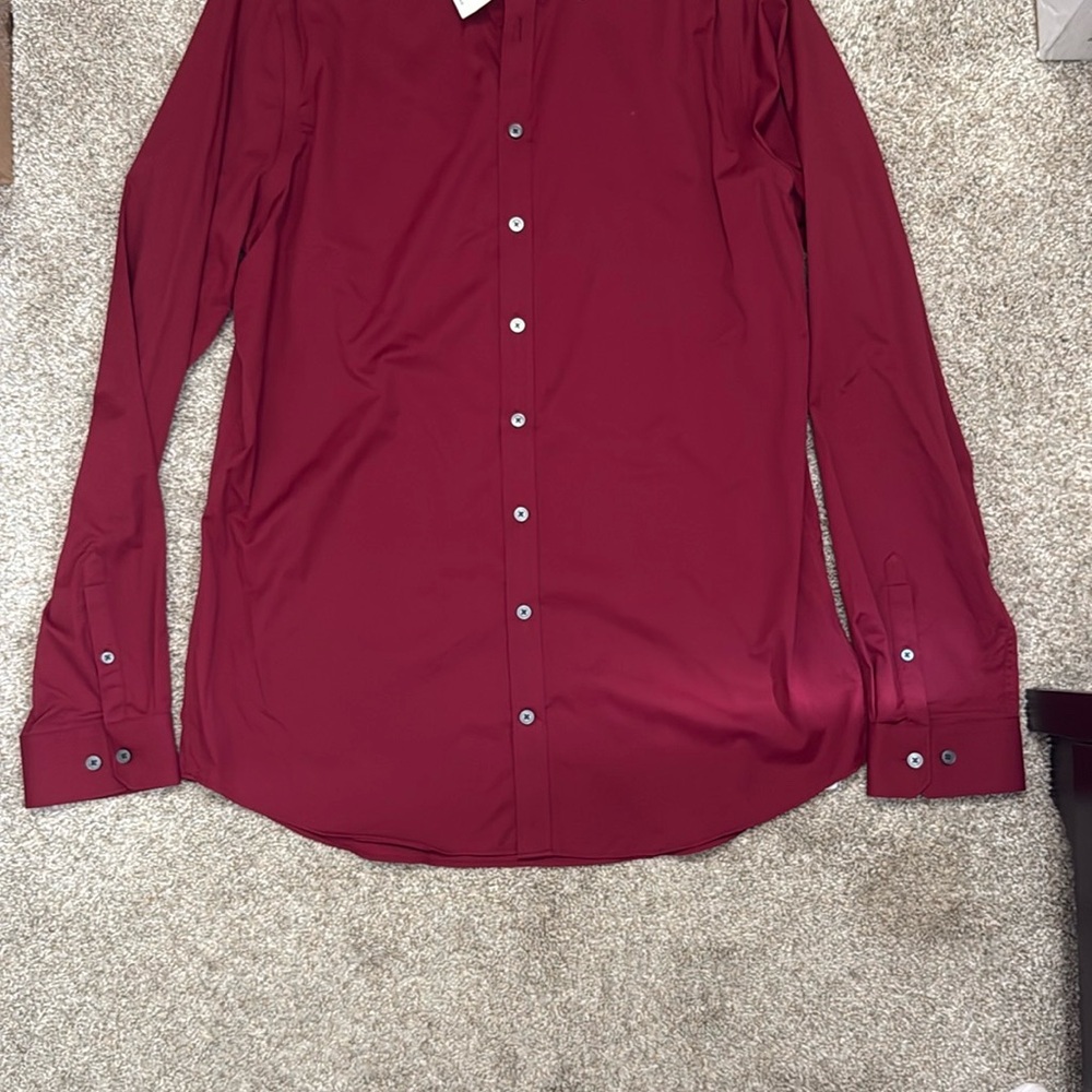 Express Men's Red Slim Performance Size L Tall Dress Shirt NWT